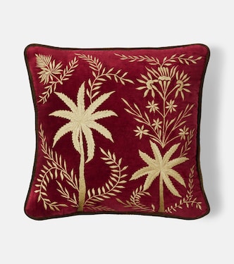 Embroidered cotton velvet cushion | Les-Ottomans