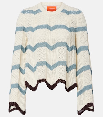 Chevron crochet cropped cotton sweater | La DoubleJ