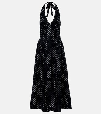 La Cala polka-dot halterneck linen midi dress | Faithfull