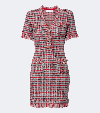 Checked frayed cotton and wool-blend minidress | Self-Portrait