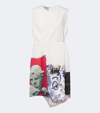 Printed cotton-blend midi dress | Prada