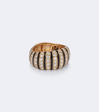 Sandra 18kt gold and enamel ring with diamonds | Kamyen