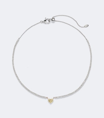 Choker Twin Heart in oro bianco 18kt con diamanti | Kamyen