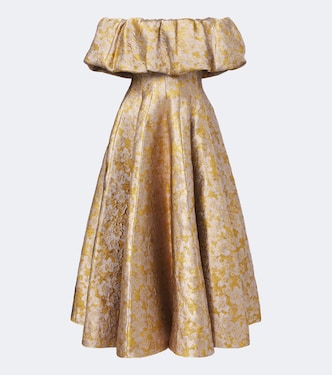 Floral off-shoulder brocade cocktail dress | Markarian
