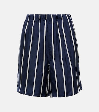 Striped high-rise silk shorts | Ami Paris