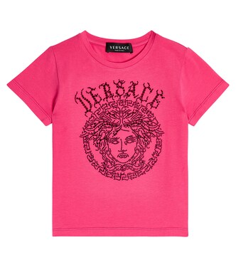 Medusa embellished cotton-blend T-shirt | Versace Kids