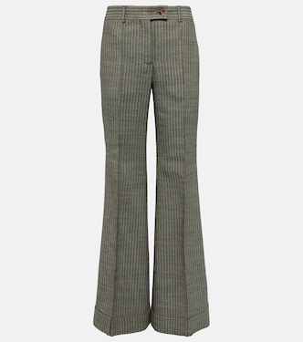 Pantalon évasé rayé en laine mélangée | Acne Studios