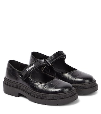 Croc-effect leather Mary Jane flats | Versace Kids