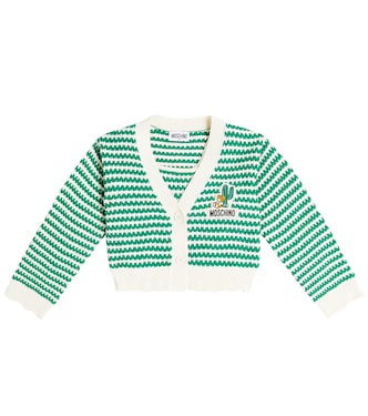 Striped cotton top and cardigan set | Moschino Kids