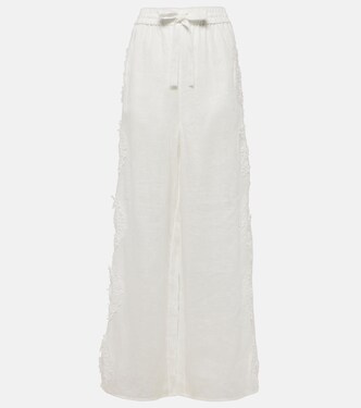 Halliday lace-trimmed linen wide-leg pants | Zimmermann