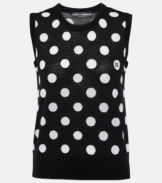 Polka-dot wool and silk tank top | Dolce&Gabbana