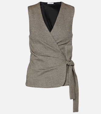 Adige houndstooth wool-blend wrap top | Max Mara