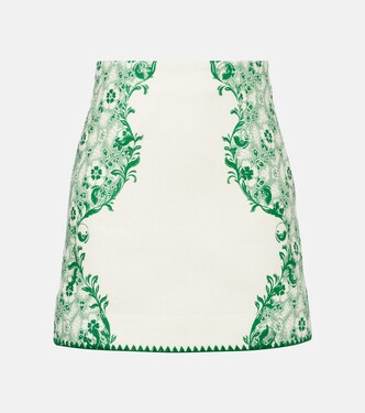 Minifalda de lino y algodón estampada | Alémais