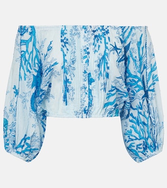 Bova printed off-shoulder cotton top | Poupette St Barth