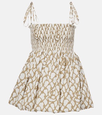Knot shirred cotton minidress | Burberry