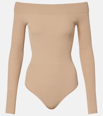 Ribbed-knit off-shoulder bodysuit | Alaïa