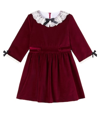 Robe Eva en velours de coton et dentelle | La Coqueta