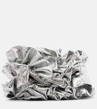 Ruffled metallic leather clutch | Dries Van Noten