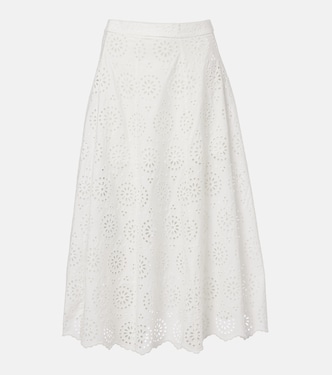 The Deco broderie anglaise cotton midi skirt | Frame