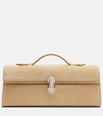 Symmetry Slim suede top-handle bag | Savette