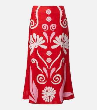 Fabiana printed linen midi skirt | Cala de la Cruz