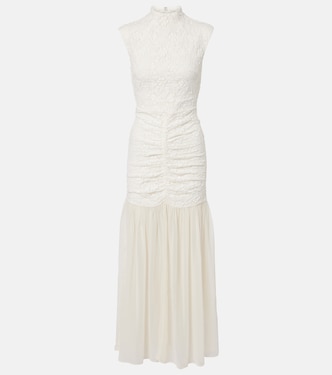 Ruched lace-trimmed maxi dress | Rotate