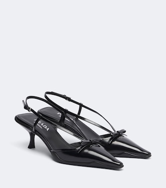 Bow-detail leather slingback pumps | Prada