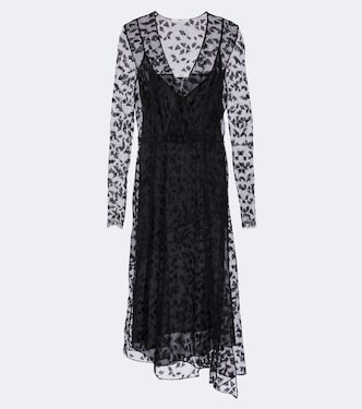 Asymmetric lace midi dress  | Fendi