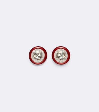 Orecchini Candy Dots in oro bianco 18kt e smalto con diamanti | Kamyen