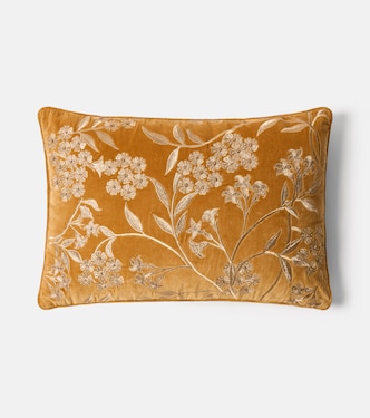 Embroidered cotton velvet cushion | Les-Ottomans