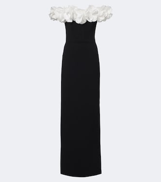 Cosima floral-appliqué crêpe gown | Rebecca Vallance