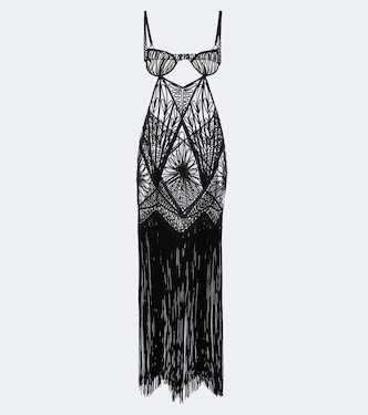 Fringed open-knit midi dress | The Attico