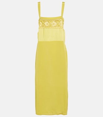 Lace-trimmed silk-blend midi dress | Maison Margiela