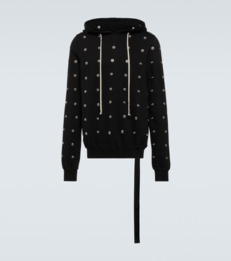 Granbury studded cotton jersey hoodie  | Rick Owens