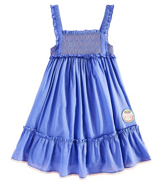 Pop embroidered shirred cotton dress | Zimmermann Kids