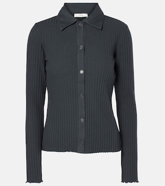 Ribbed-knit cotton-blend polo pullover | Vince