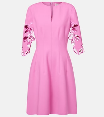 فستان ميدي من الصوف المخلوط مع تفصيل دانتيل | Oscar de la Renta