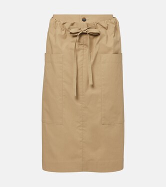 Tie-detail coated cotton midi skirt | Tod's