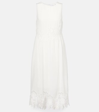 Bianca lace-trimmed midi dress | Velvet