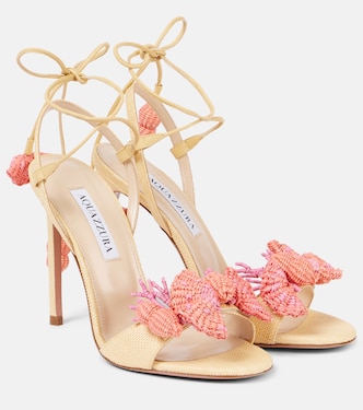 Marea 105 leather-trimmed raffia sandals | Aquazzura