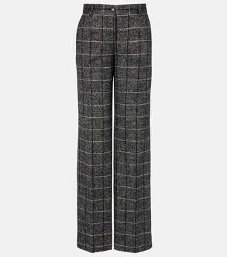 Pantalones anchos en mezcla de lana de tiro alto | Dolce&Gabbana
