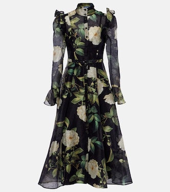 Katrina floral linen-blend midi dress | Leo Lin