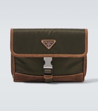 Re-Nylon suede-trimmed messenger bag | Prada