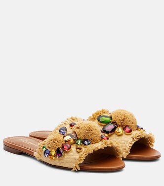 Embellished raffia-effect slides | Dolce&Gabbana