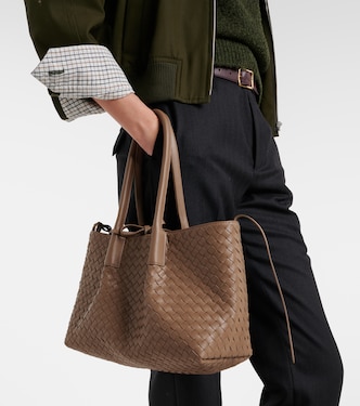 Pinacoteca Intrecciato leather tote bag in brown - Bottega Veneta