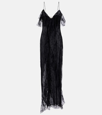 Ruffled sheer lace gown | Blumarine