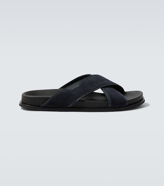 Leather-trimmed suede sandals | Brioni