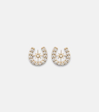 Horseshoe Starburst 14kt gold (585/1000) stud earrings with diamonds | Sydney Evan