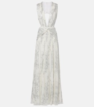 Robe longue Amalia en soie à fleurs | Costarellos