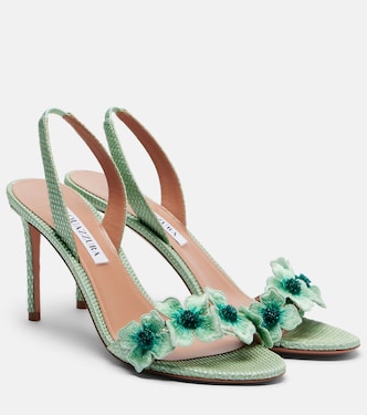 Sandales slingback Passionflower en raphia à appliqués  | Aquazzura